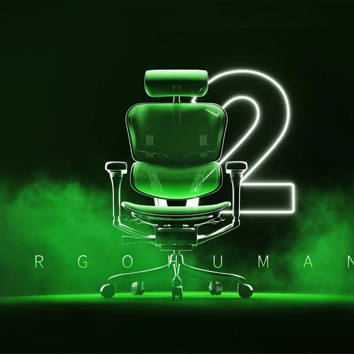 Futuristic green ergonomic office chair with neon lighting. Explore the office chair collection at Loft Home Furniture.