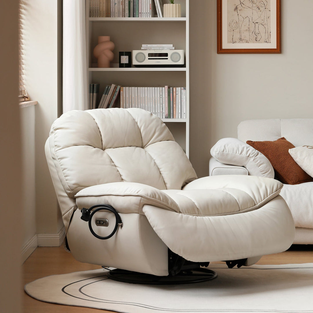 Luxurious cream recliner chair with a cozy design, ideal for study rooms or reading corners, showcased in LoftHome's Study Room Sofas collection.