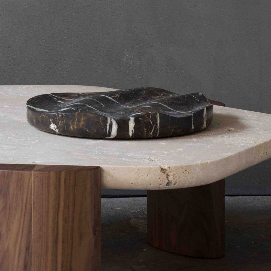 Loft Home Travertine Stone Tables collection, featuring natural stone textures and solid wood bases, adding a touch of timeless elegance to any modern space.