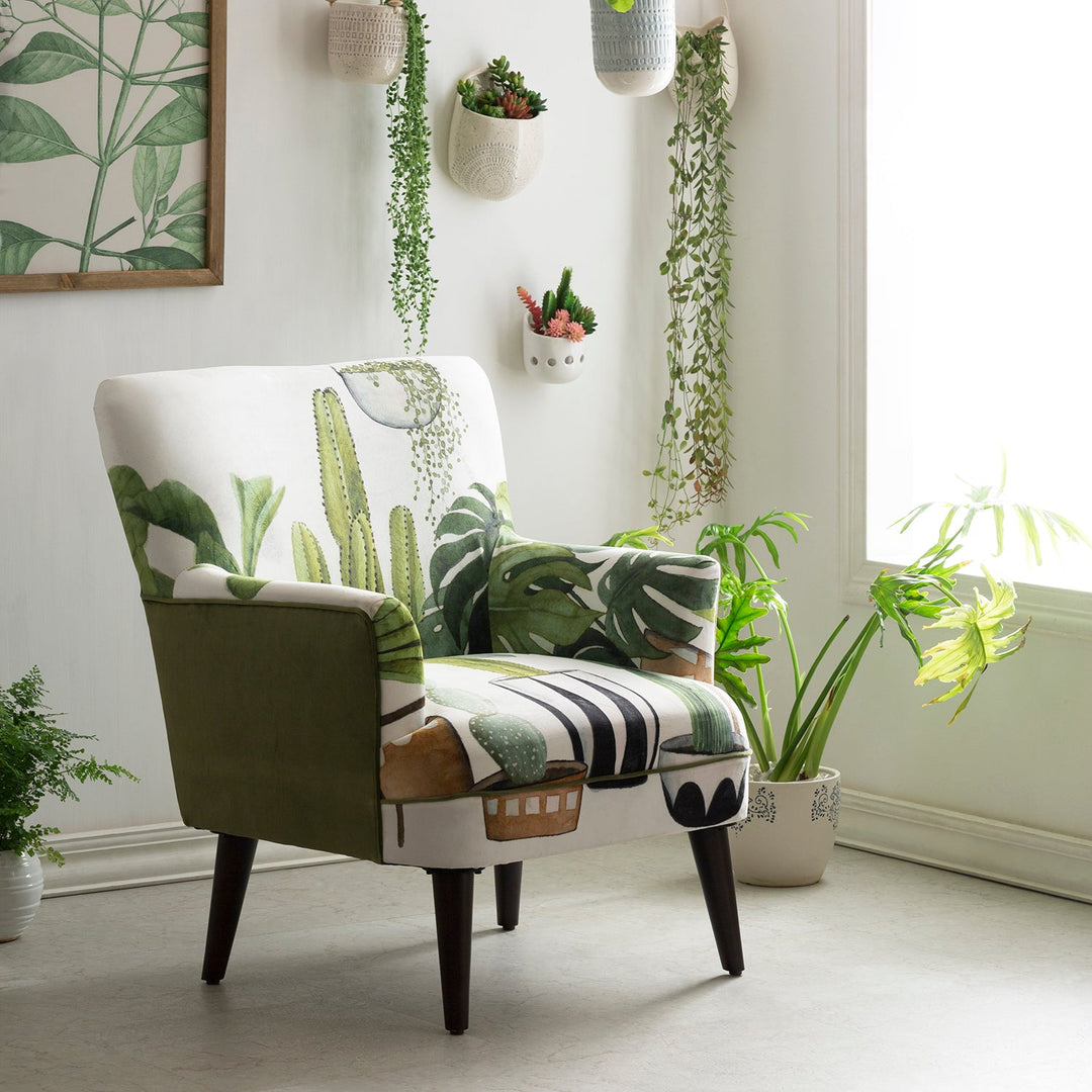 Loft Home upholstered chair with botanical print design, adding a vibrant and cozy touch to living spaces in the Upholstered Chairs collection.