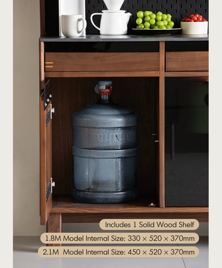 Japandi Walnut Wood Storage Side Cabinet With Dining Table HARMON