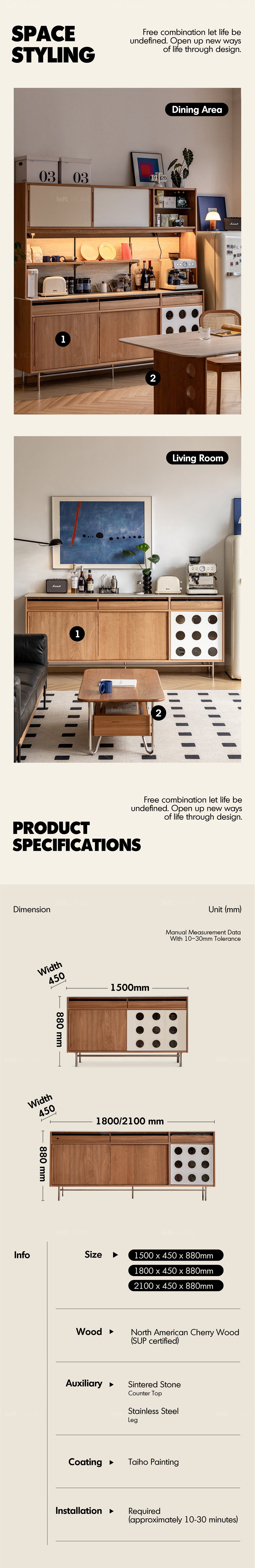 Scandinavian Cherry Wood Sintered Stone Cabinet TIMELESS Good to Know - 23
