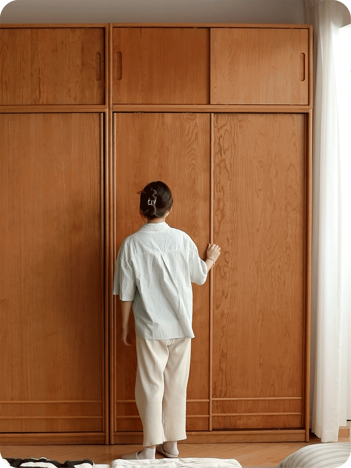 Scandinavian Cherry Wood Sliding Door Wardrobe AUTUMN More Details and Instruction_2