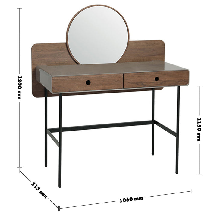 Modern Plywood Dressing Table WAVE GREY Size Chart