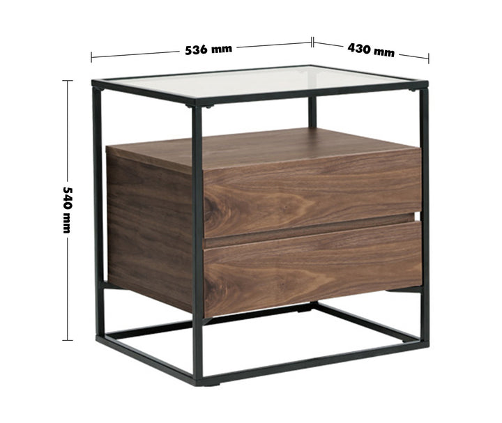 Modern Tempered Glass Side Table IVAN Size Chart