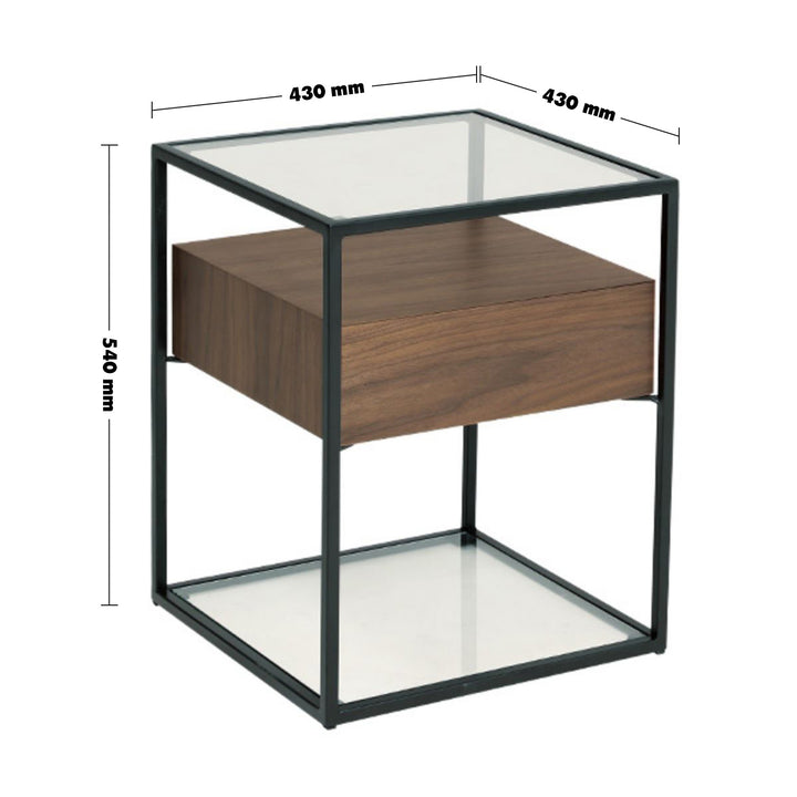 Modern Tempered Glass Side Table IVAN S Size Chart