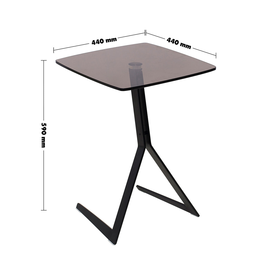 Modern Steel C Leg Side Table IVAN Size Chart