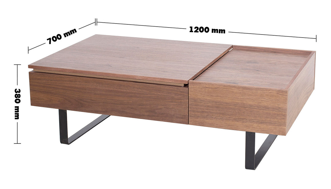 Modern Plywood Lift Top Coffee Table LUCA Size Chart