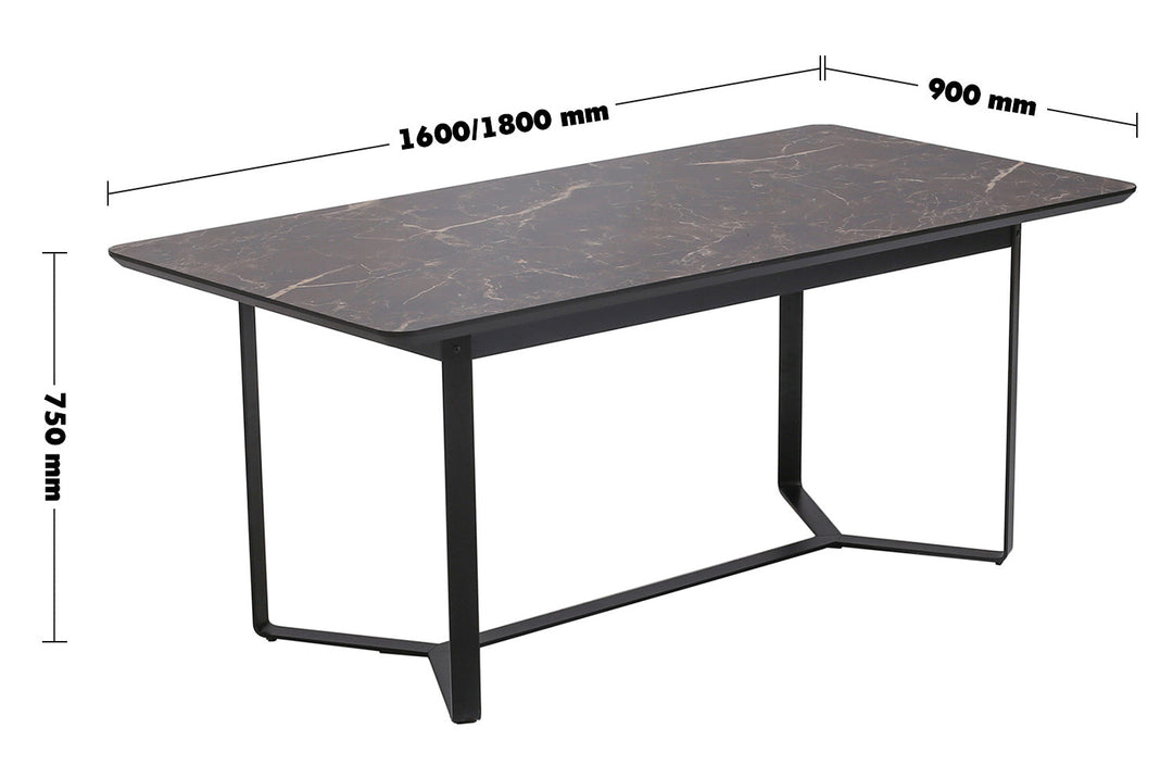 (Fast Delivery) Modern Ceramic Dining Table ARIA Size Chart