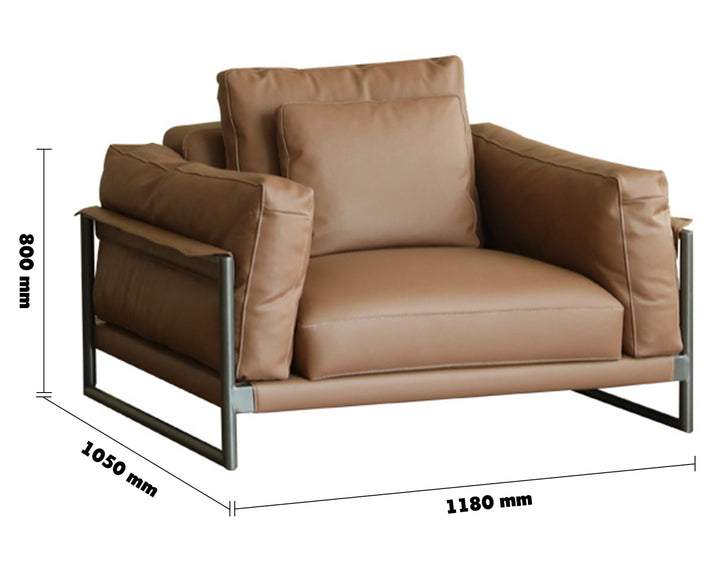 Modern Genuine Leather 1 Seater Sofa TARA Size Chart