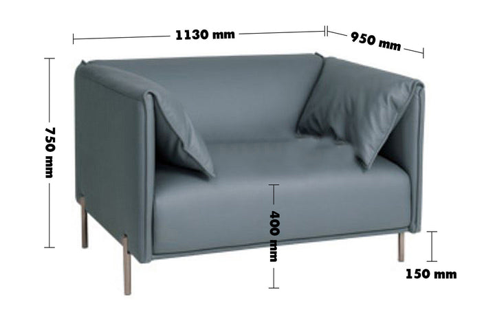 Modern Microfiber Leather 1 Seater Sofa BEAM Size Chart