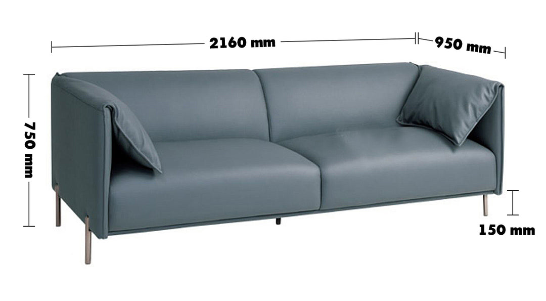 Modern Microfiber Leather 3 Seater Sofa BEAM Size Chart