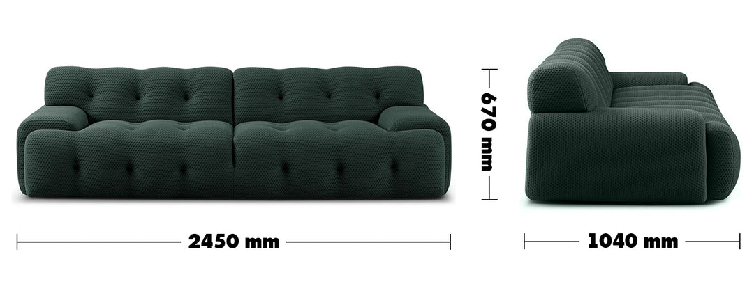 Modern Fabric 3 Seater Sofa BLOGGER Size Chart