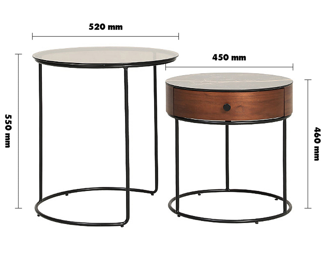 Modern Ceramic Coffee Table MARIA Size Chart