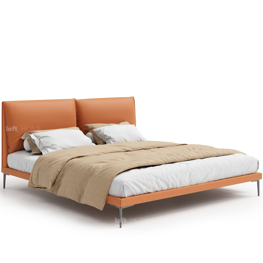 Modern Microfiber Leather Bed DEON White Background