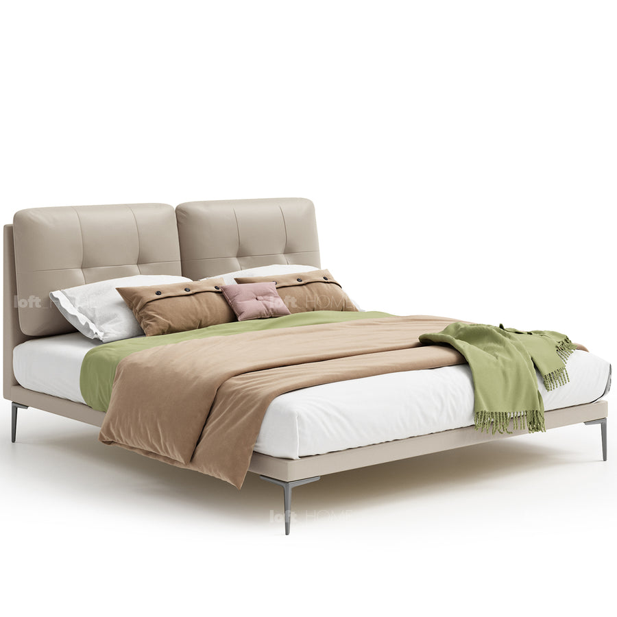 Modern Microfiber Leather Bed POOLE White Background