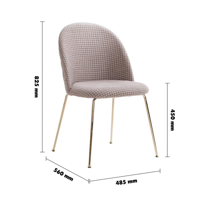 Modern Fabric Dining Chair HOUNDSTOOTH Size Chart