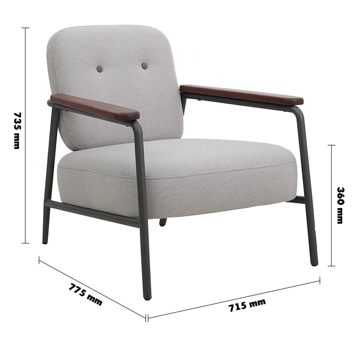 Modern Fabric 1 Seater Sofa LISBET Size Chart
