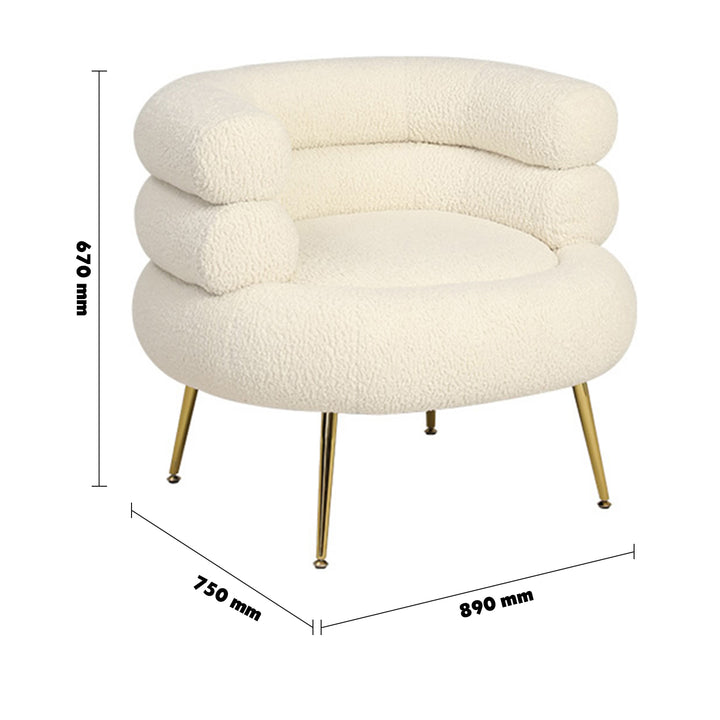 Modern Fabric 1 Seater Sofa SHEEPSKIN Size Chart