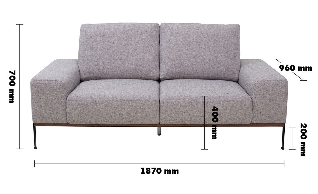 Modern Fabric 2 Seater Sofa HERRON Size Chart