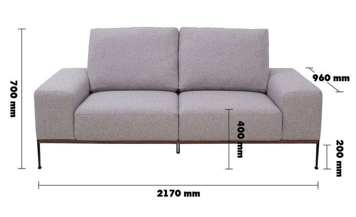 Modern Fabric 3 Seater Sofa HERRON Size Chart