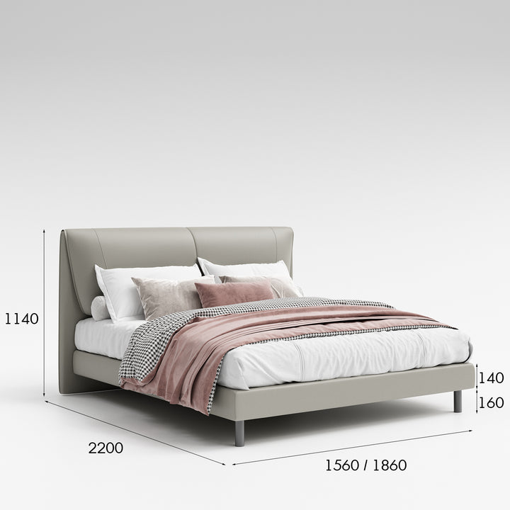Modern Genuine Leather Bed KEANU Size Chart