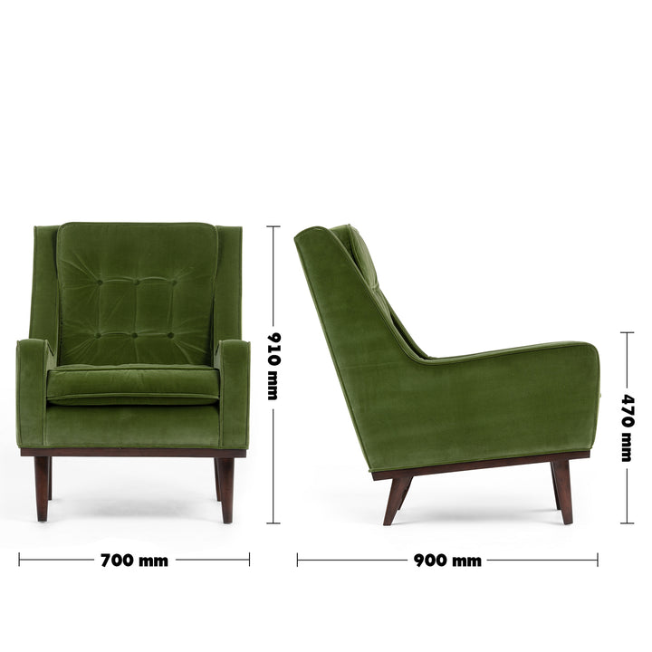 Modern Velvet 1 Seater Sofa SCOTT Size Chart