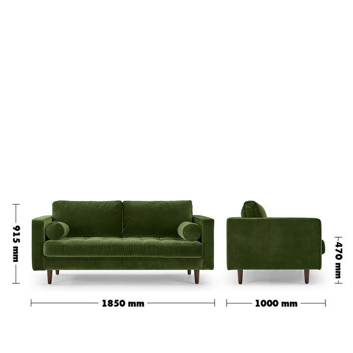 Modern Velvet 2 Seater Sofa SCOTT Size Chart