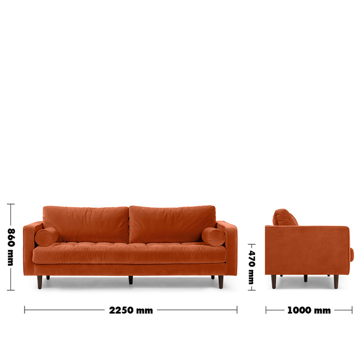 Modern Velvet 3 Seater Sofa SCOTT Detail 4