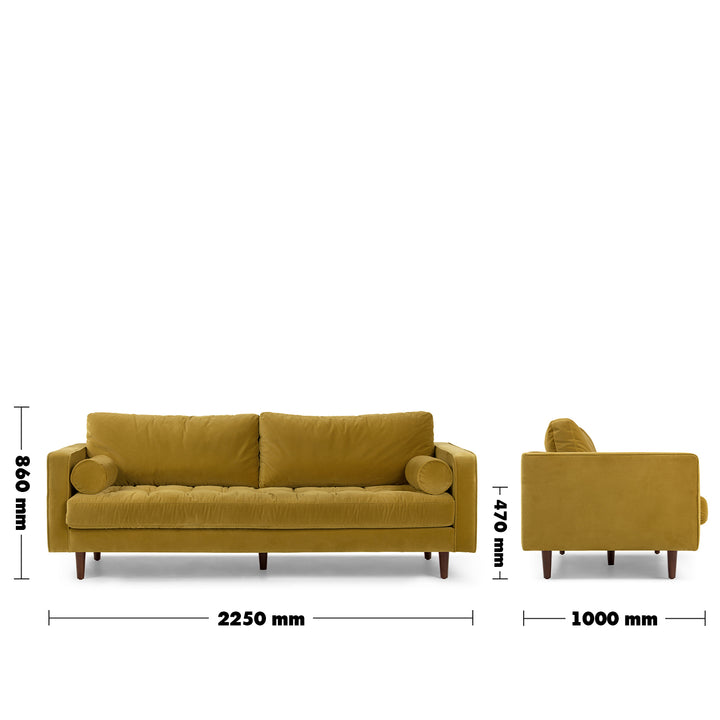 Modern Velvet 3 Seater Sofa SCOTT Detail 33