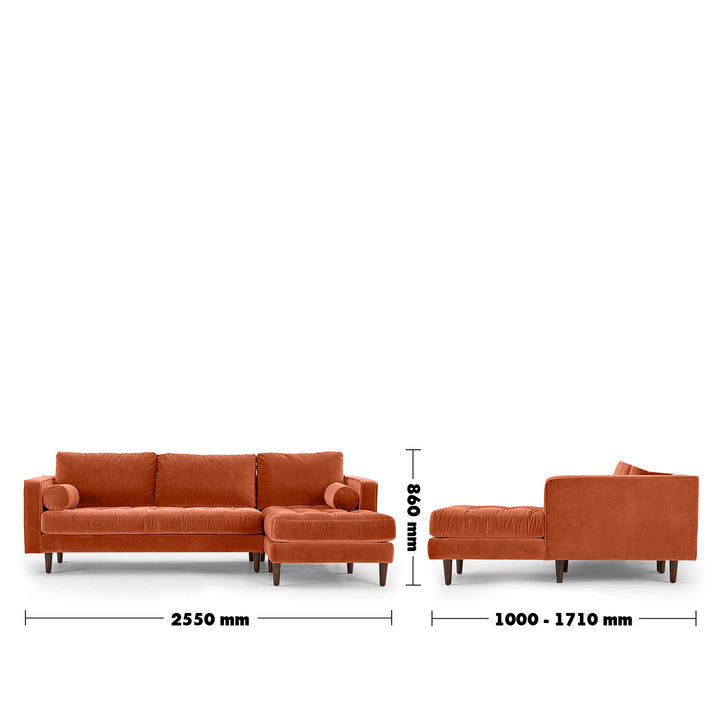 Modern Velvet Sofa L Shape SCOTT 3+L Detail 34