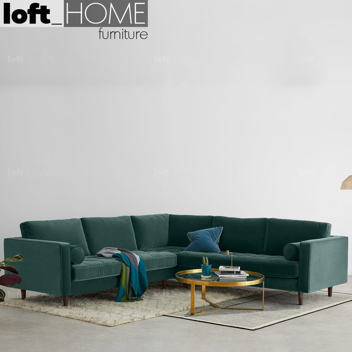 Modern Velvet L Shape Sofa SCOTT 3+3 Detail 17