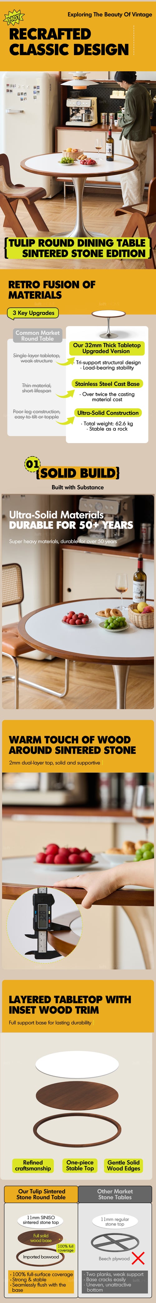 Bauhaus Sintered Stone Stainless Steel Round Dining Table TULIP Good to Know Preview-1