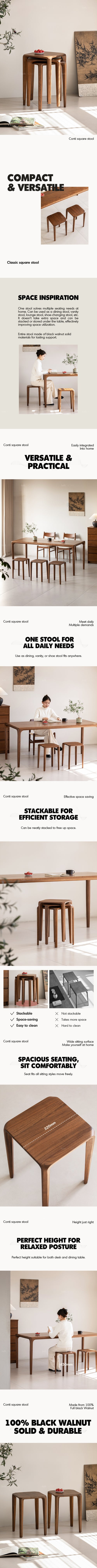 Japandi Walnut Wood Stool CONTI Good to Know Preview-1