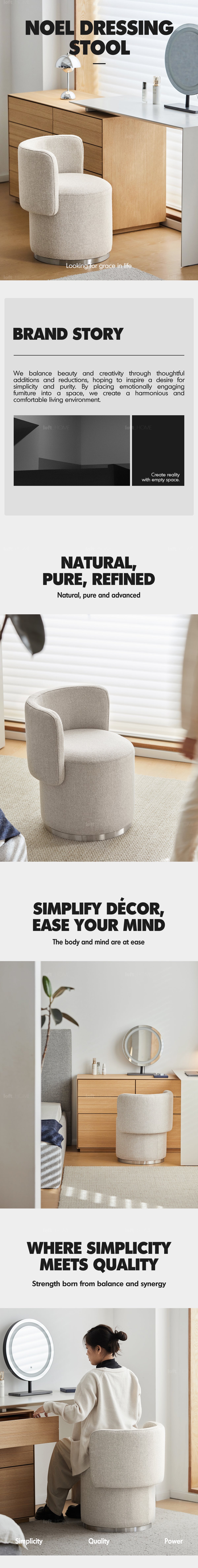 Minimalist Cotton Fabric Dressing Chair NOEL Good to Know - 1