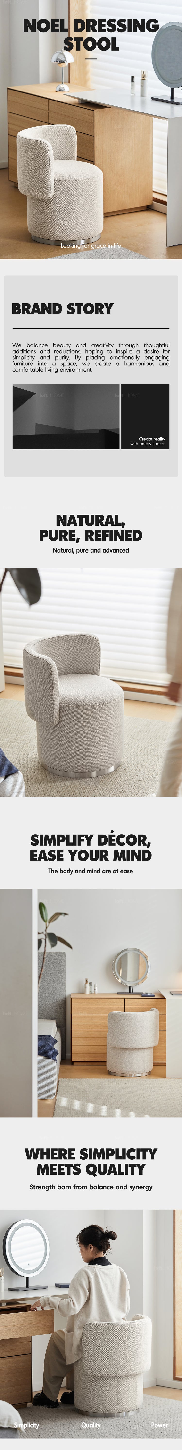 Minimalist Cotton Fabric Dressing Chair NOEL Good to Know Preview-1