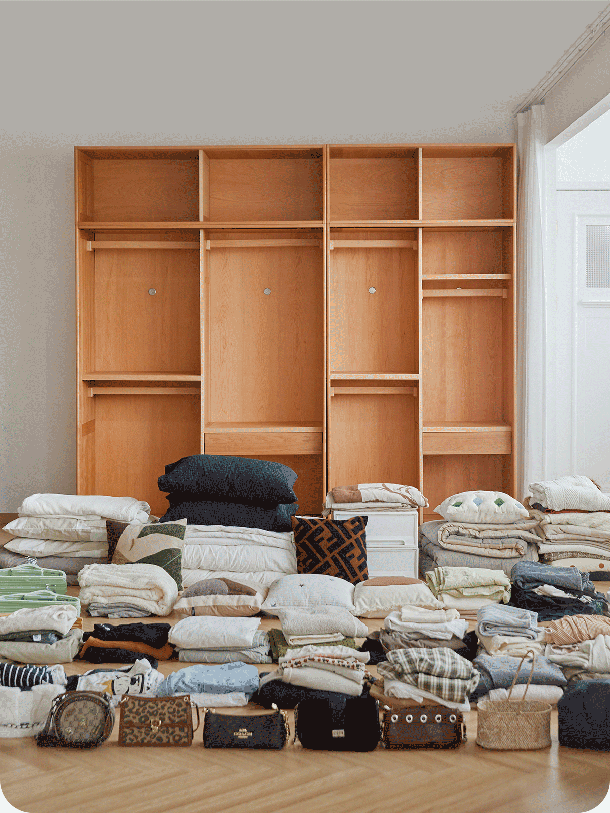 Scandinavian Cherry Wood Sliding Door Wardrobe AUTUMN More Details and Instruction_5