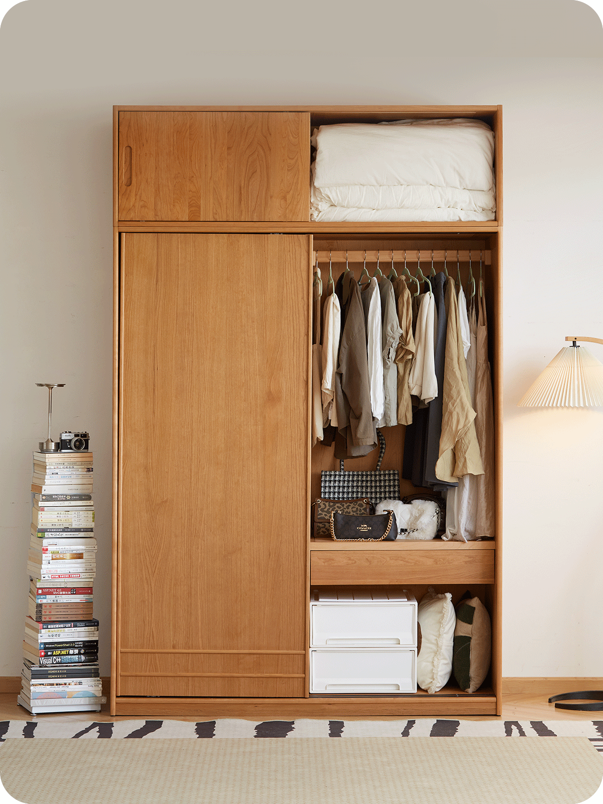 Scandinavian Cherry Wood Sliding Door Wardrobe AUTUMN More Details and Instruction_7