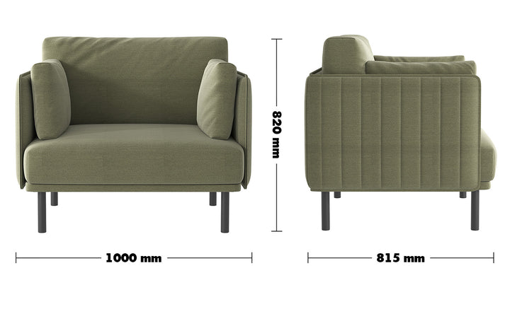 Minimalist Fabric 1 Seater Sofa MUTI Size Chart