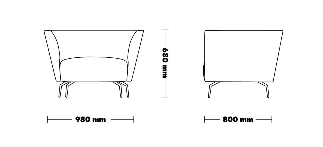 Minimalist Fabric 1 Seater Sofa Low Back KAS Size Chart