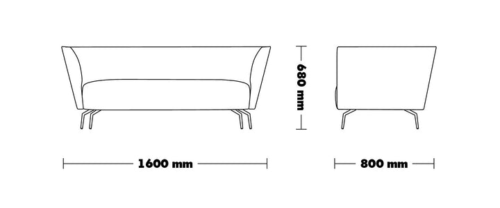Minimalist Fabric 2 Seater Sofa Low Back KAS Size Chart
