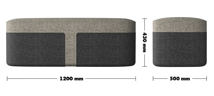 Minimalist Fabric Ottoman BAG XL Size Chart