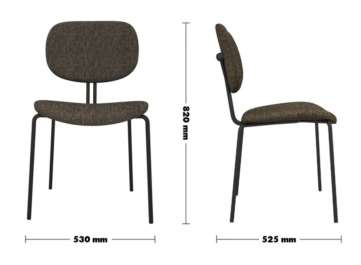 Minimalist Fabric Dining Chair ET Size Chart