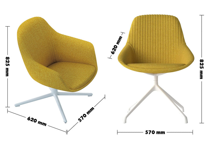 Minimalist Fabric Office Chair SYS Size Chart
