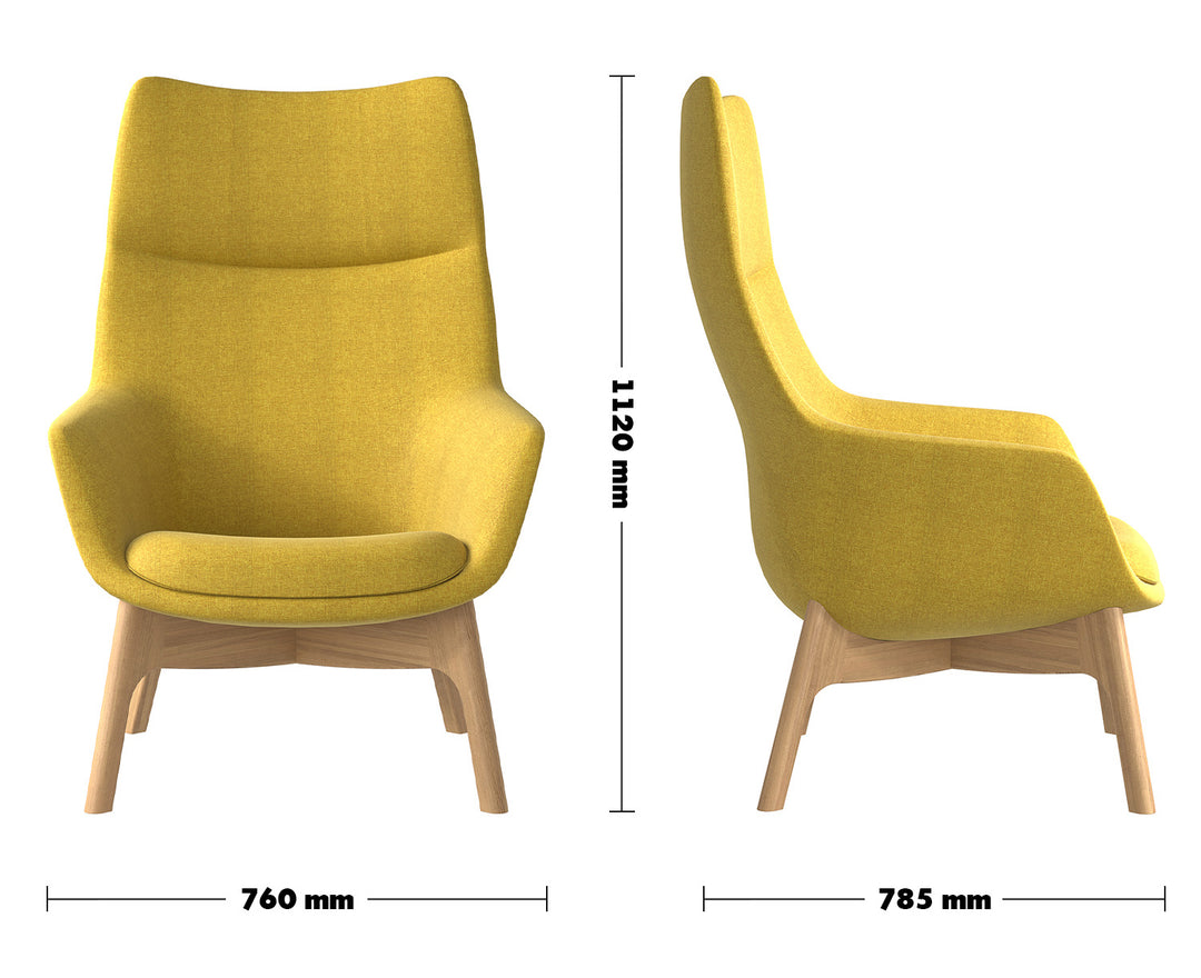 Minimalist Fabric 1 Seater Sofa SYS High Back Size Chart