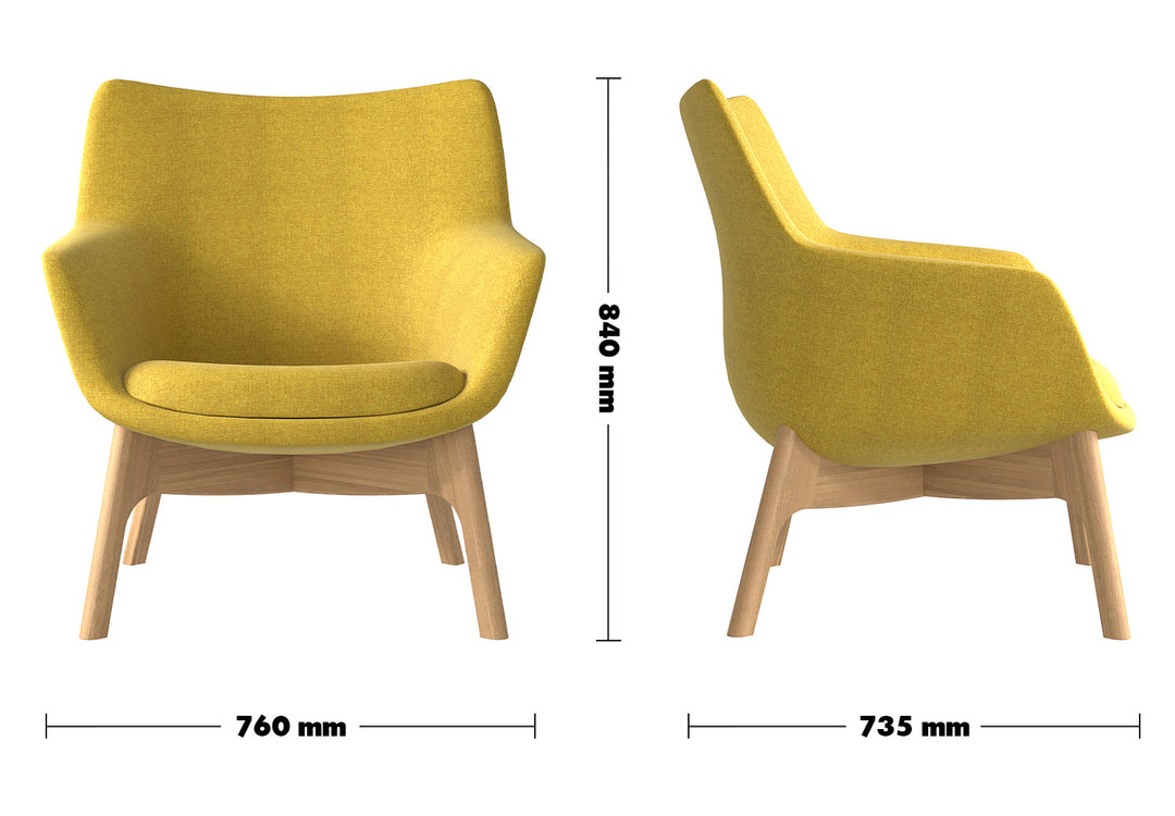 Minimalist Fabric 1 Seater Sofa SYS Low Back Size Chart