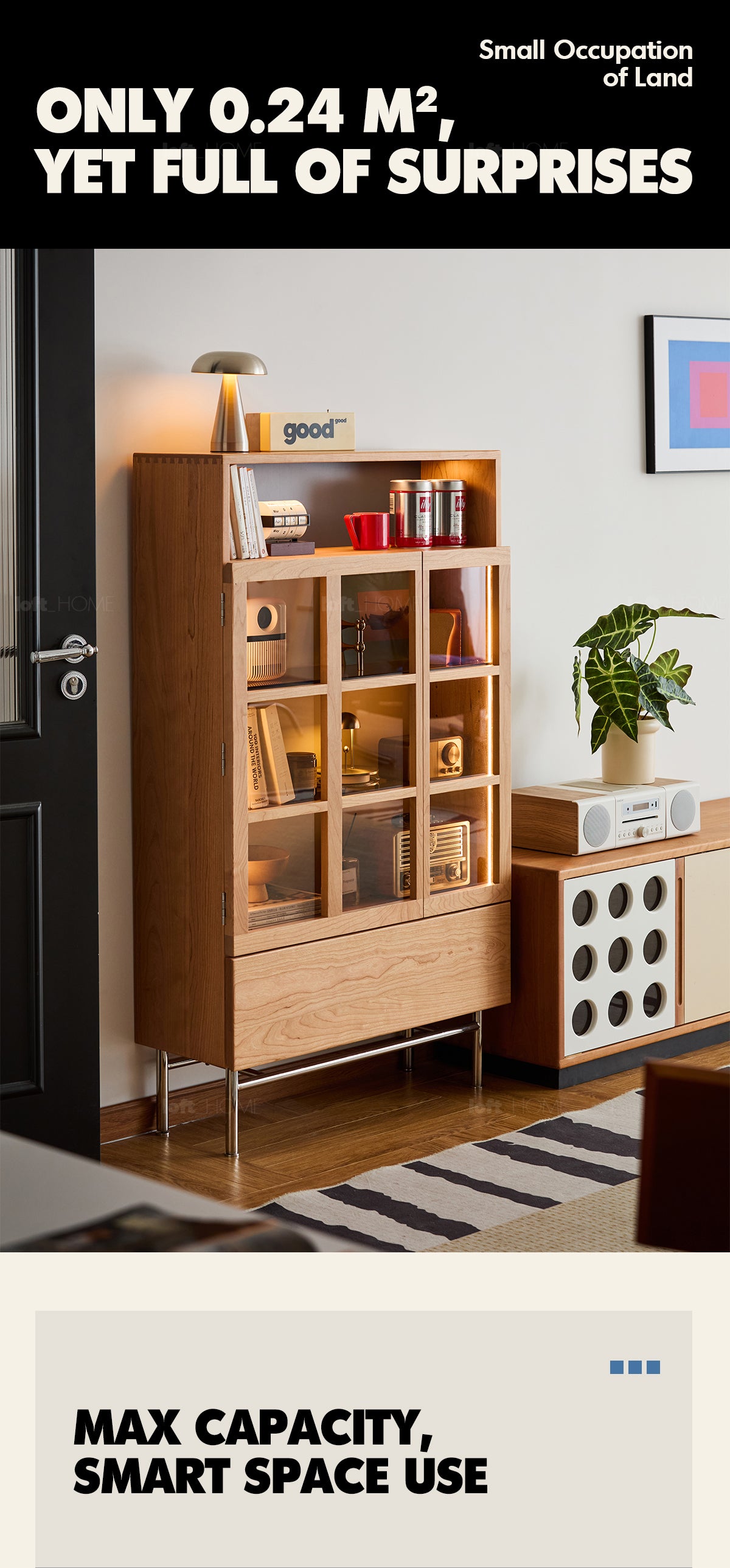Bauhaus Cherry Wood Display Cabinet TIME Good to Know - 2