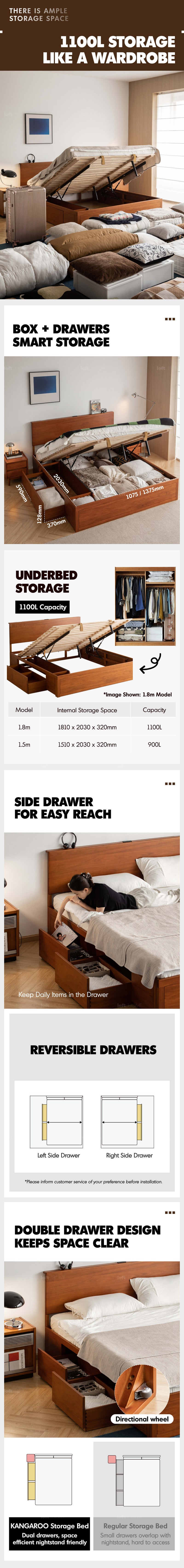 Vintage Boxwood Lift-Up Storage Bed With Drawer KANGAROO More Details and Instruction_2