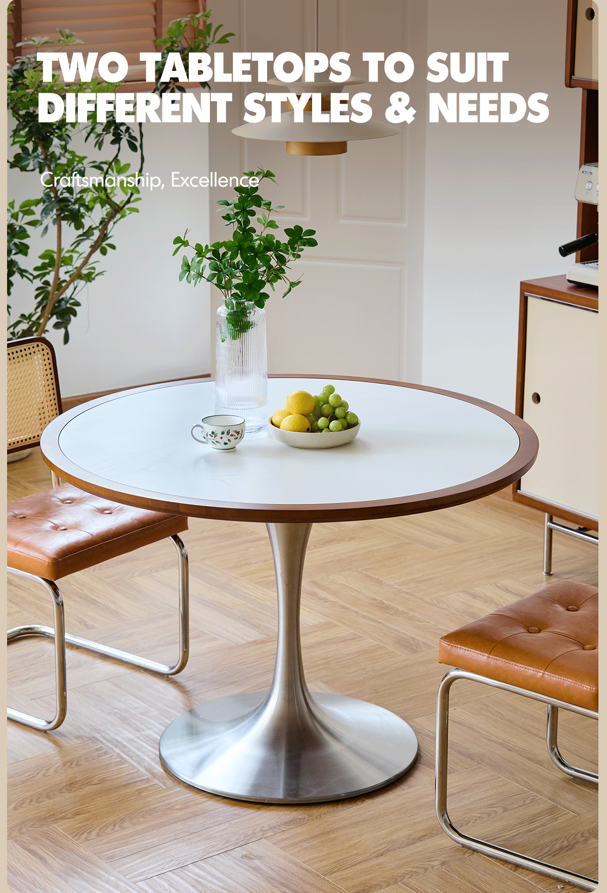 Bauhaus Boxwood Stainless Steel Round Dining Table TULIP Good to Know - 4