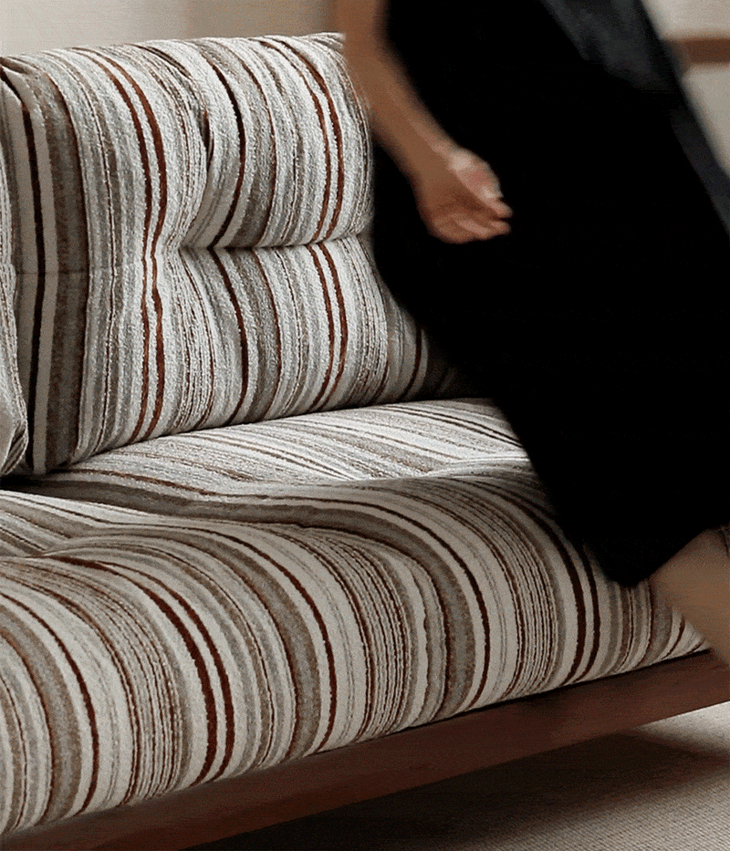 Japandi Chenille Velvet Fabric Walnut Wood 3 Seater Sofa Sofa OPEN BACKED Good to Know - 2